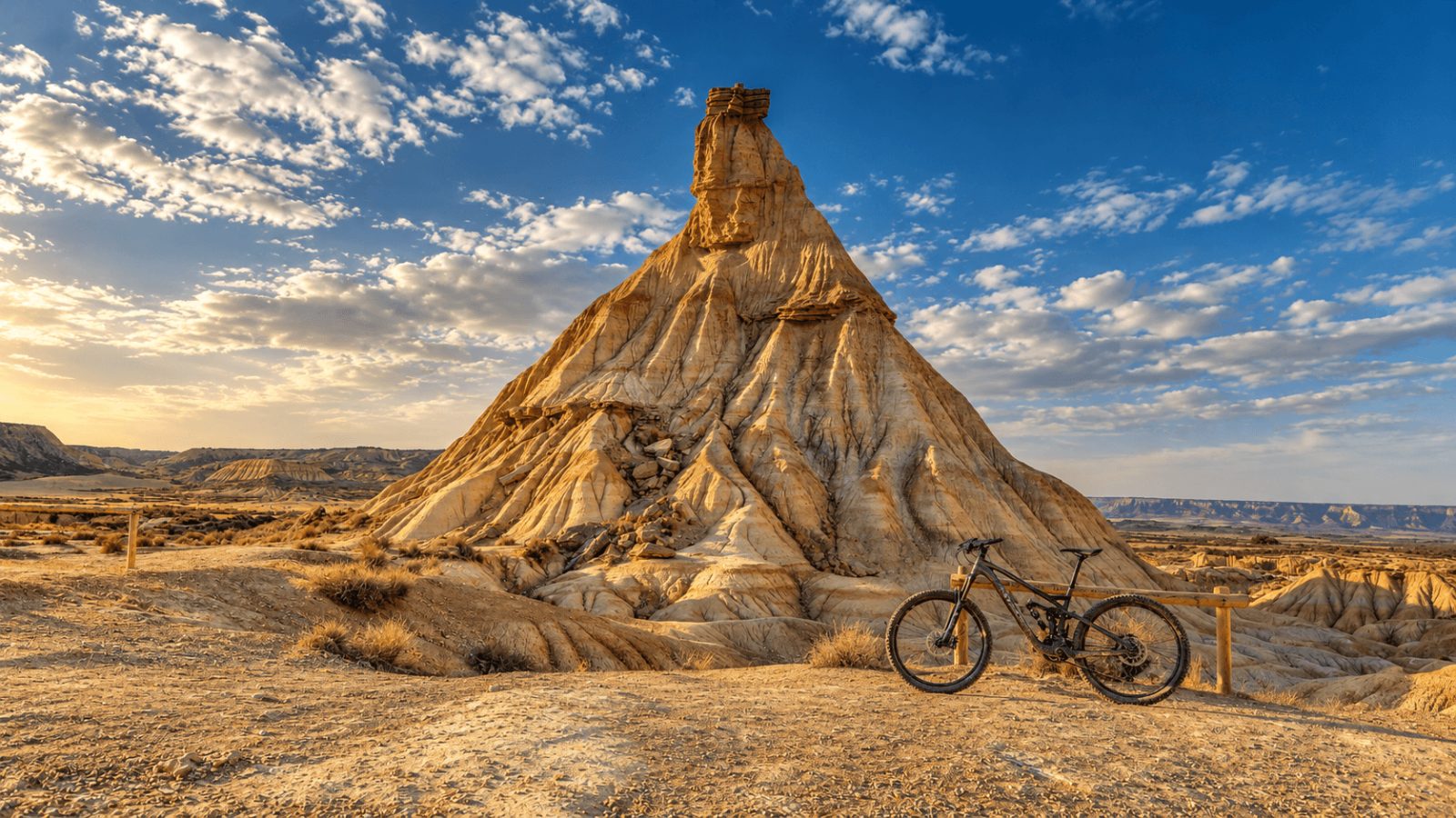 Bicicleta de montaña junto a Castildetierra, en las Bardenas Reales