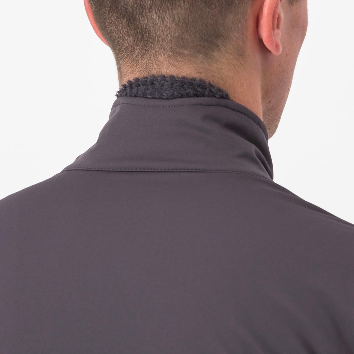 Chaqueta Castelli Alpha Ultimate Insulated gris oscuro: cuello por detrás, foto de catálogo