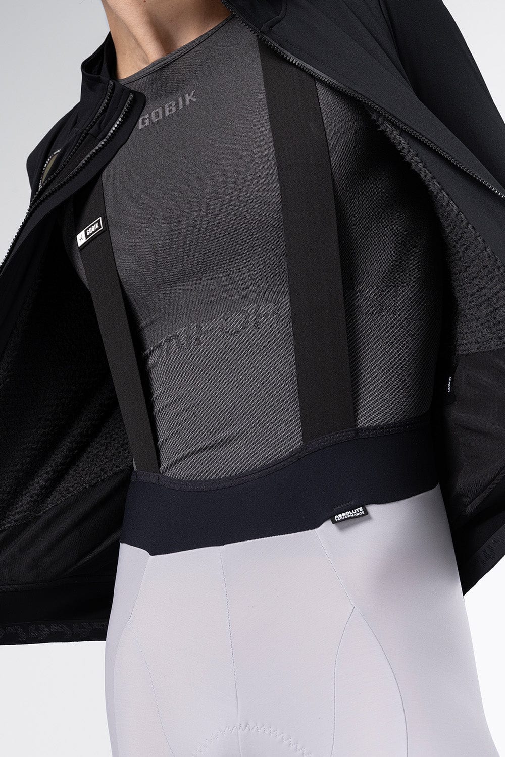 Chaqueta Gobik Armour 3.0 negra: abierta, con el forro interior, foto de catálogo