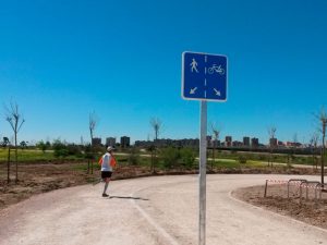 Zona peatonal y zona para bicis